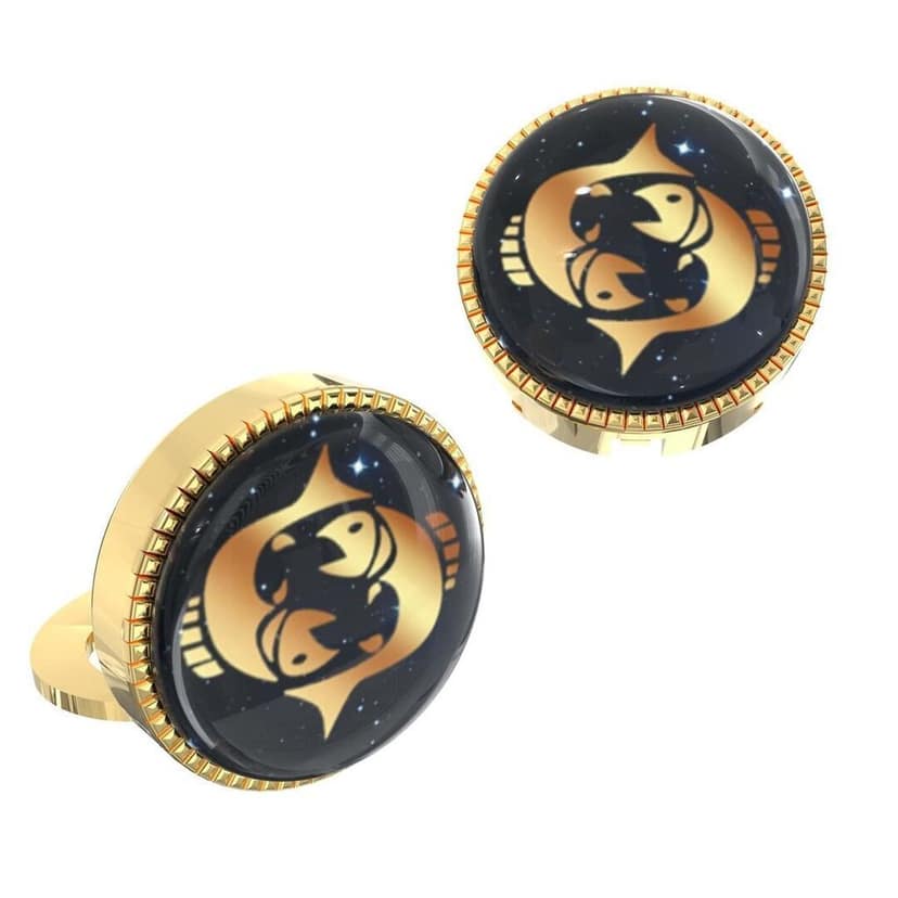 The Smart Buttons - Shirt Button Cover Cufflinks for Men - Pisces Design Pattern view 8