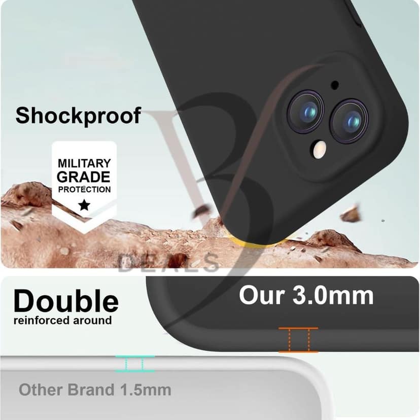 V3Deals Silicone Back Cover Case Compatible for iPhone15, Full Body Protection with Camera and Screen Protection, Military Grade Shockproof, 3.0mm Thickness view 2