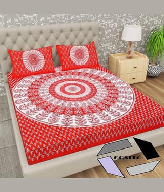 Cosito Cotton 1 Double Bedsheet with 2 Pillow Covers ( Red )