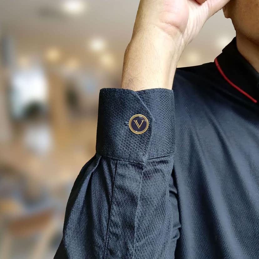 The Smart Buttons - Gold Colour Plated Shirt Button Cover Cufflinks for Men - Personalized Initials - V view 4