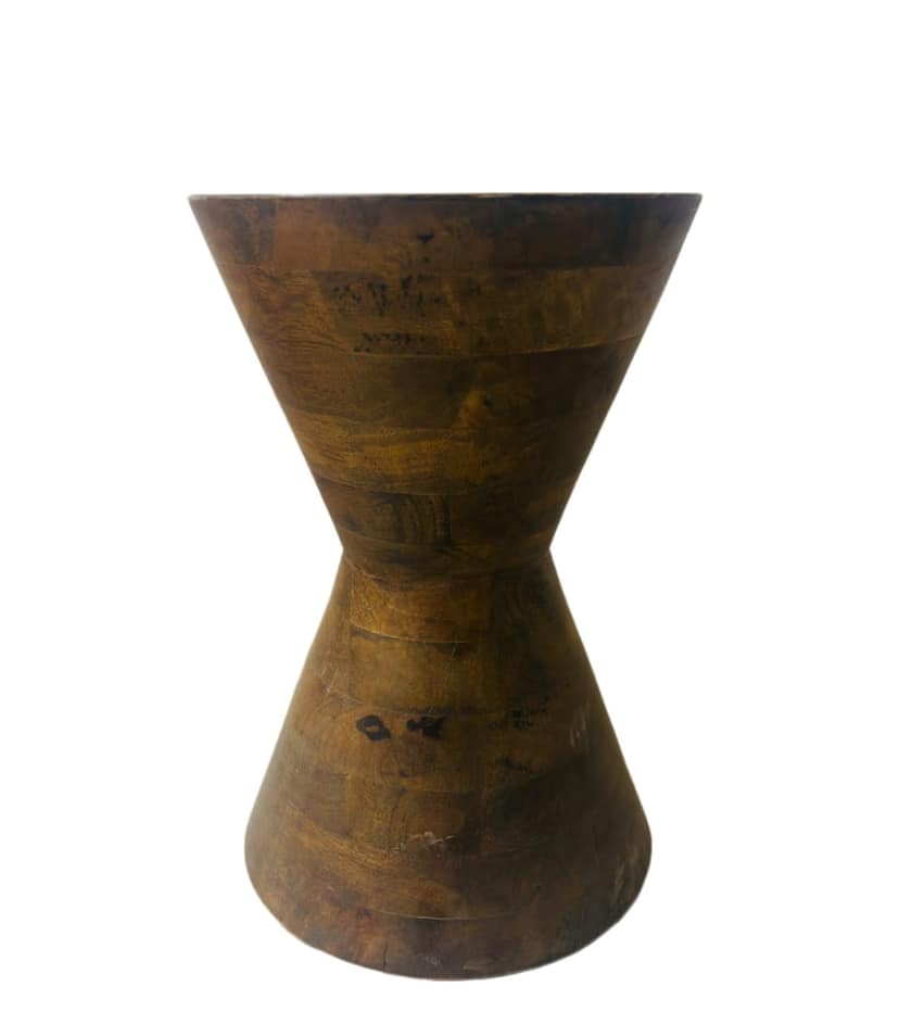 Round hard wood side table or hard stool or wooden lamp table 45cm view 2