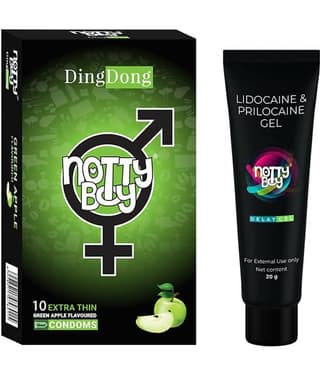 NottyBoy Delay Gel 20gm and Fruit Flavoured Condom - Pack of 1
