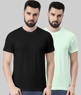 Veirdo Pack of 2 100% Cotton Regular Fit Men's T-Shirt ( Mustard )