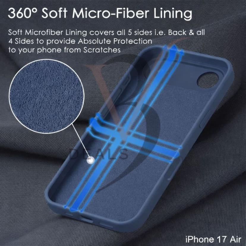 V3Deals Protective Case Compatible for iPhone 17 Air, Four Layer Structure with Soft Microfiber Lining, Shockproof Hard PC, Liquid Silicone, Camera and Screen Protection, Wireless Charging Support view 7