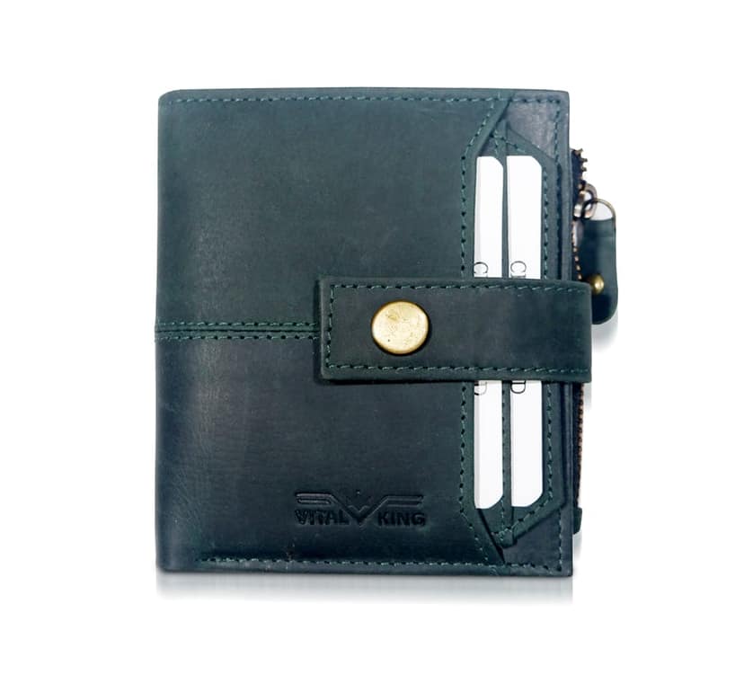 Vital King Men Travel Blue Genuine Leather RFID Wallet (11 Card Slots)