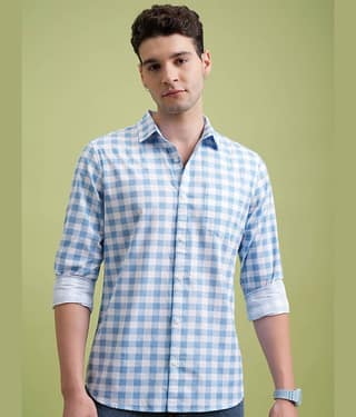Highlander 100% Cotton Slim Fit Checks Full Sleeves Men's Casual Shirt - Multicolor ( Pack of 1 )