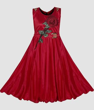 9stiches - Red Lycra Girls Frock ( Pack of 1 )