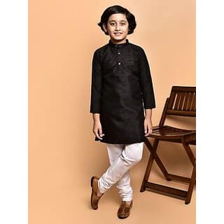 PrintCultr Boys Festive & Party Kurta and Pyjama Set (Black)