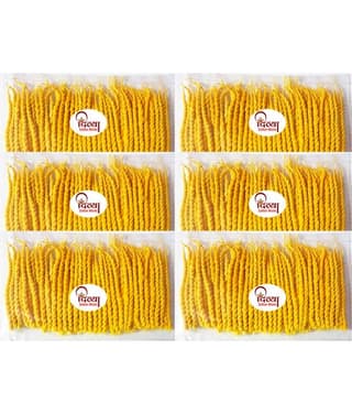 Long Cotton Wicks Twisted Diya Batti 400 Pieces (Pack of 6)