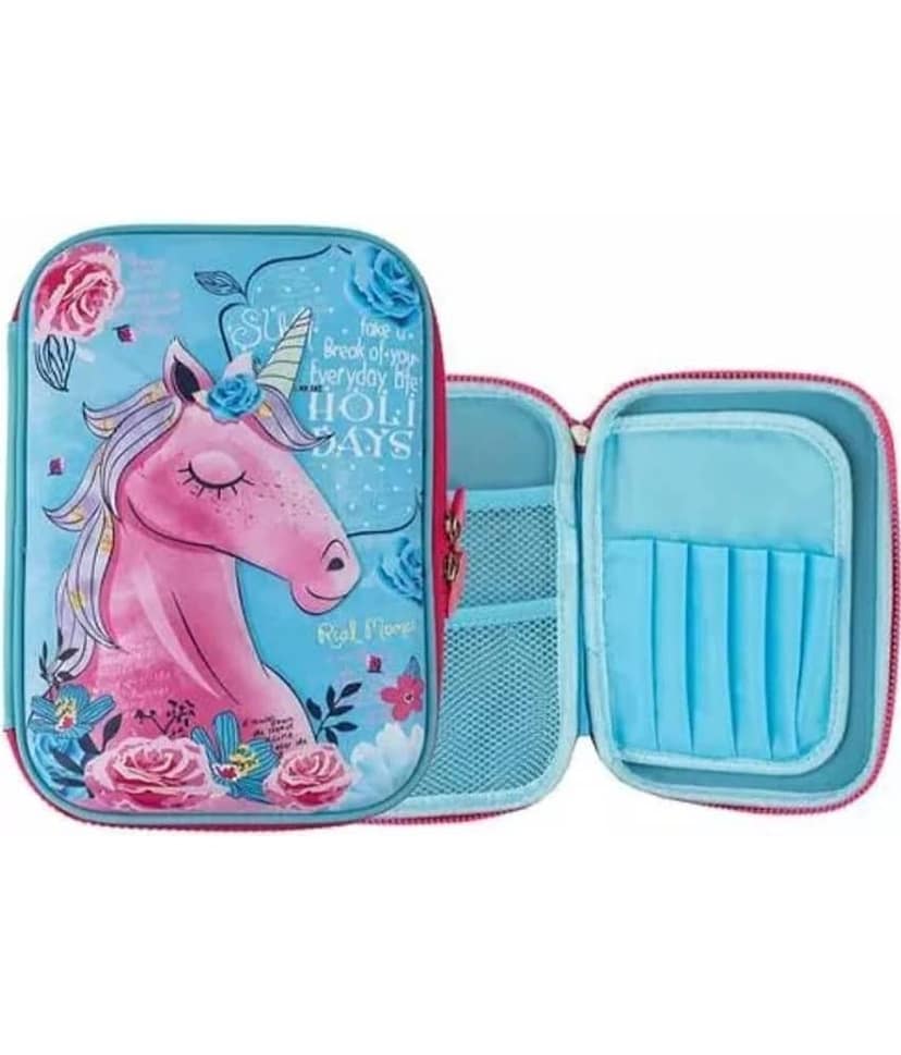 2357 YESKART-Premium Stylish Unicorn Owl Print Large Capacity Hardtop EVA Pencil Case Organizer School Kids Girls Women Pen Holder Pouch Multipurpose MULTICOLOUR view 2