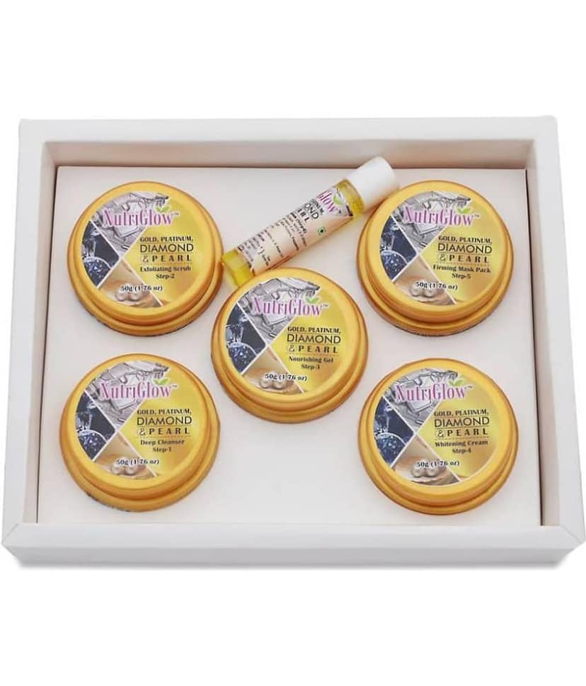 NutriGlow Platinum Diamond Gold and Pearl Facial kit 6-Pieces Skin Care Set, 260gm view 2