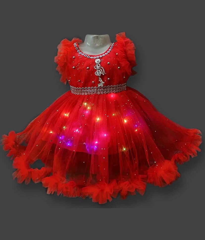 IMON BASID Pack of 1 Baby Girls Net Frock ( Red )