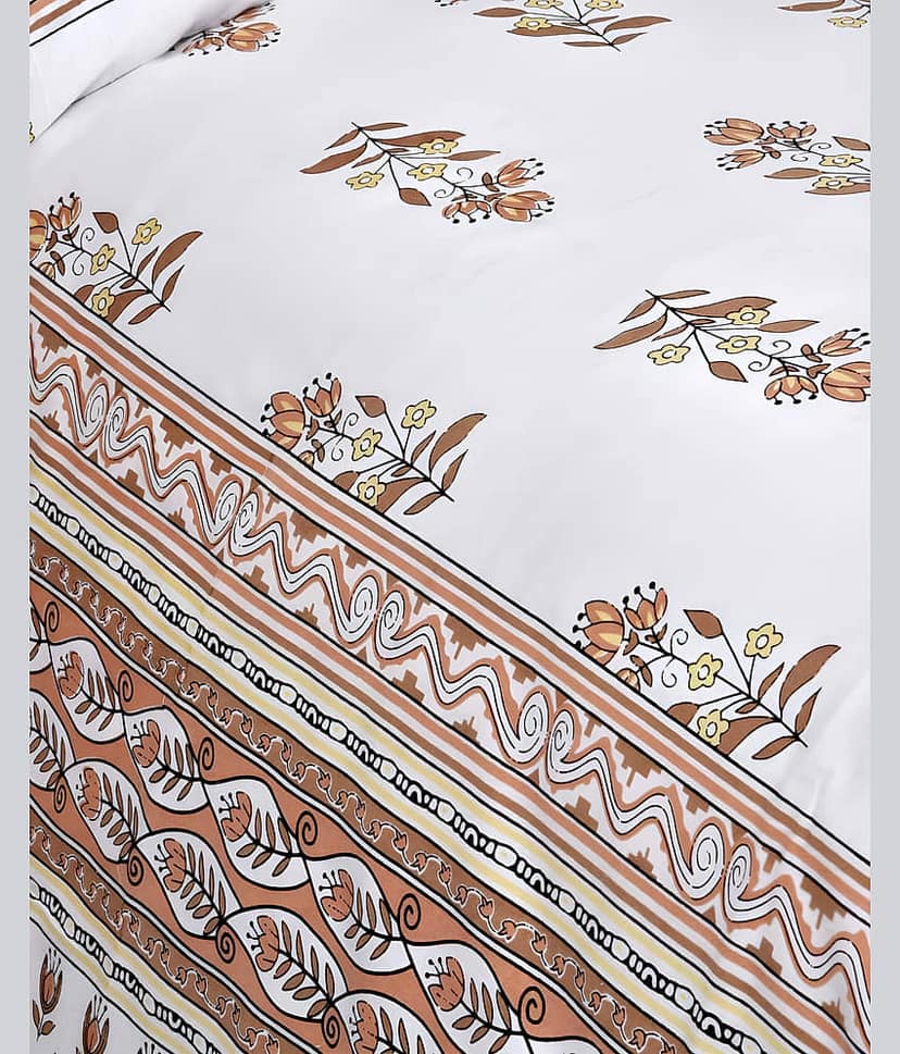 Bombay Spreads Cotton 1 Double King Bedsheet with 2 Pillow Covers ( Beige ) view 2