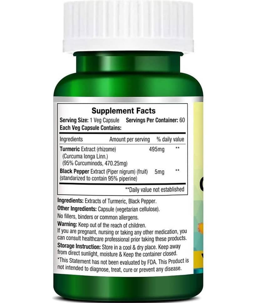 Morpheme Remedies Turmeric Curcumin 95% Curcuminoids-500mg Extract - Capsule 60 no.s view 2