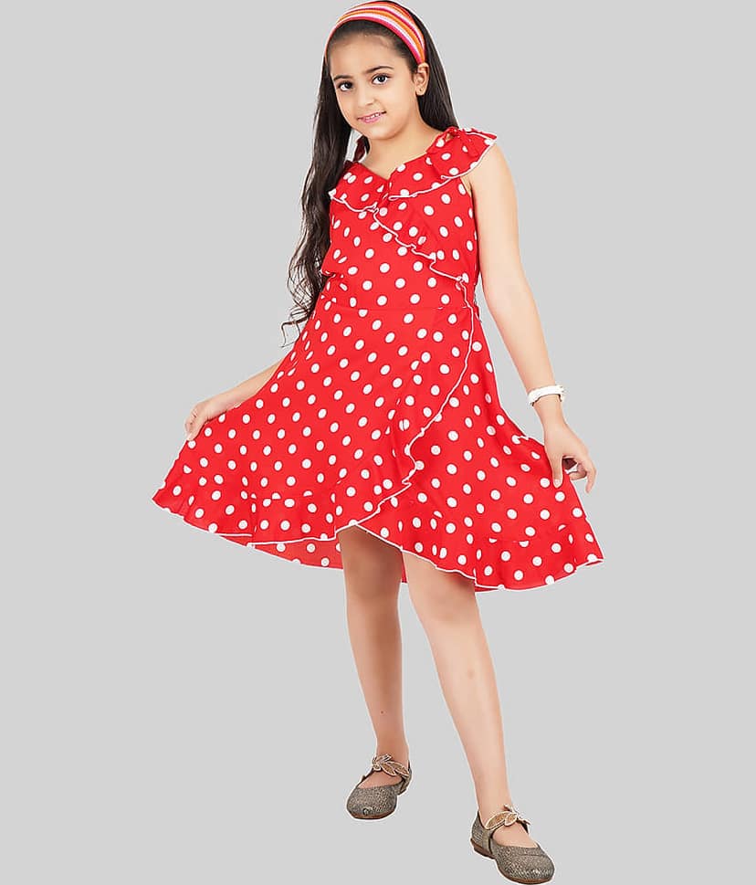 Being Naughty Polyester Frock For Girls ( Pack of 1 , Red )