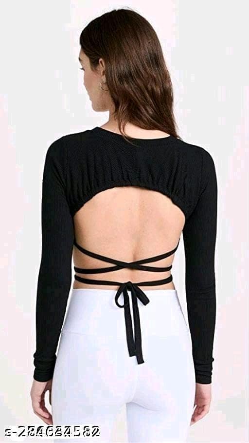 Ribbed Open Back Cross Top view 2