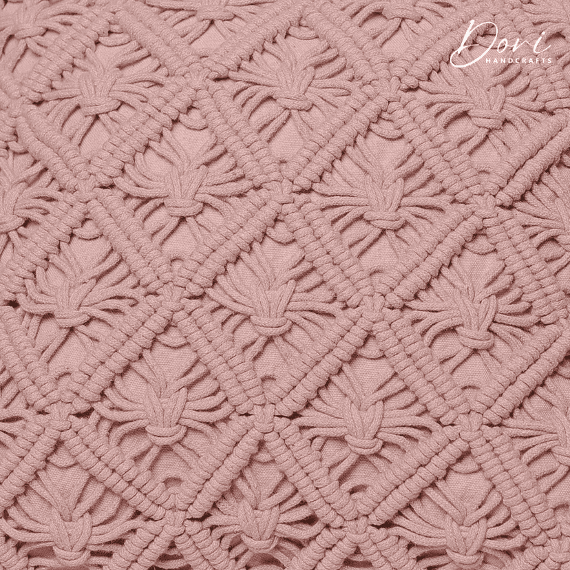 Pink Macrame Cushion Cover view 2