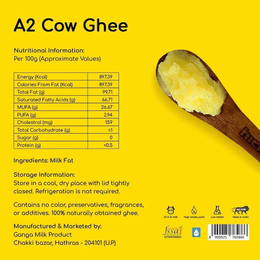 A2 Cow Ghee 500 ml | Bilona Method | Curd-Churned | Lab Tested. view 5