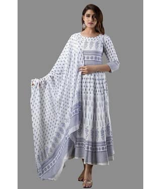 LEE MODA EXPORT - White Rayon Women's Anarkali Kurti ( Pack of 1 )