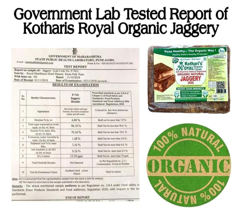 Kothari's Royal Organic Jaggery 900 GM (Sugarcane Jaggery Block/Gud/Gur/Gud Bhelli/Vellam/Sharkara Bellam/Nattu/Jaggey/Pure/Natural/No Preserveties) view 8