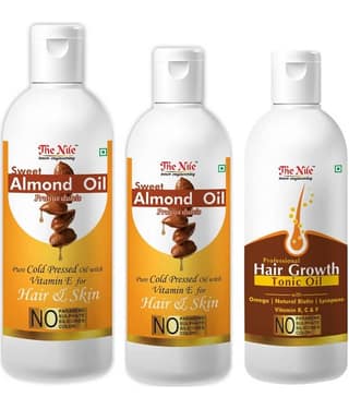 The Nile Almond Oil 200 Ml + 100 ML (300 ML) + Hair Tonic 100 Ml 400 mL Pack of 3