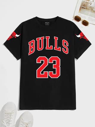 SCOTT FINCHER Men's Chicago Bulls Jersey Style T-Shirt with Player Number 23 and Team Logo, Black : AA(HSR)BLACK_79