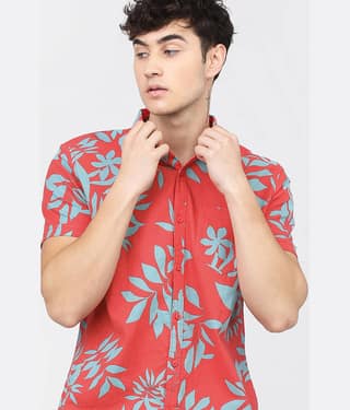 Ketch 100% Cotton Slim Fit Printed Half Sleeves Men's Casual Shirt - Red ( Pack of 1 )