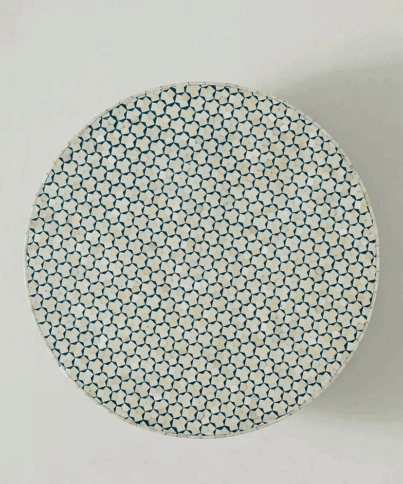 Bone Inlay Round Coffee Table – Handcrafted Center Table by Niktan Export | 90x90x45 cm | Elegant Living Room Furniture view 2