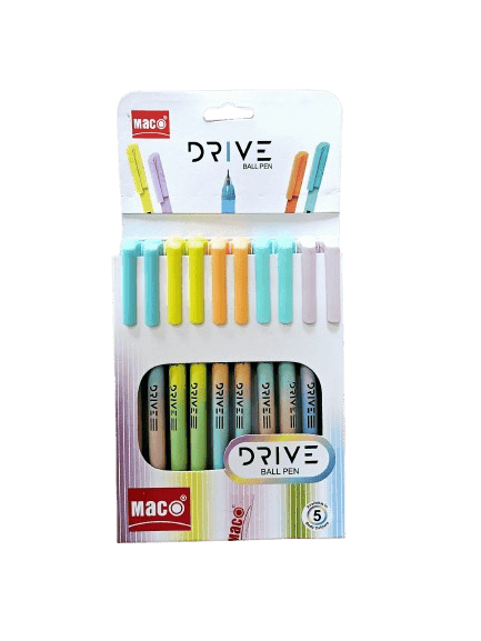 Maco Drive ball pen | Minimalistic & Aesthetic Matt Finish Pastel Body Colors |Effortless Writing With Sleek Clip Design | Blue Ink, Pack Of 50 view 2