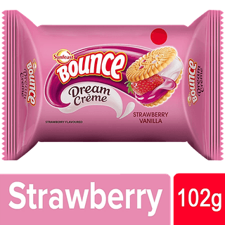 Sunfeast Bounce Dream Cream Biscuits - Strawberry Vanilla, 102 G Pouch