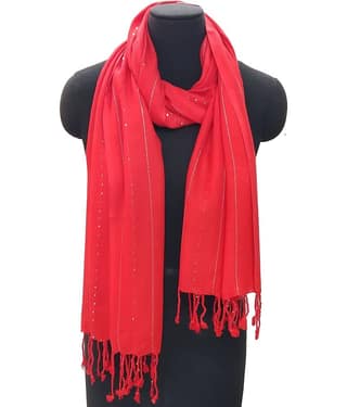 JVNINE Red Viscose Women's Stole ( Pack of 1 )