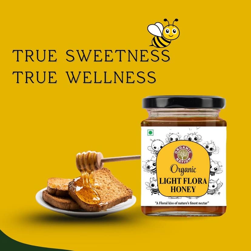 Organic Nation Light Flora Honey | Raw & Unprocessed | Natural Wildflower Honey | Rich in Antioxidants | No Added Sugar | 325g view 4