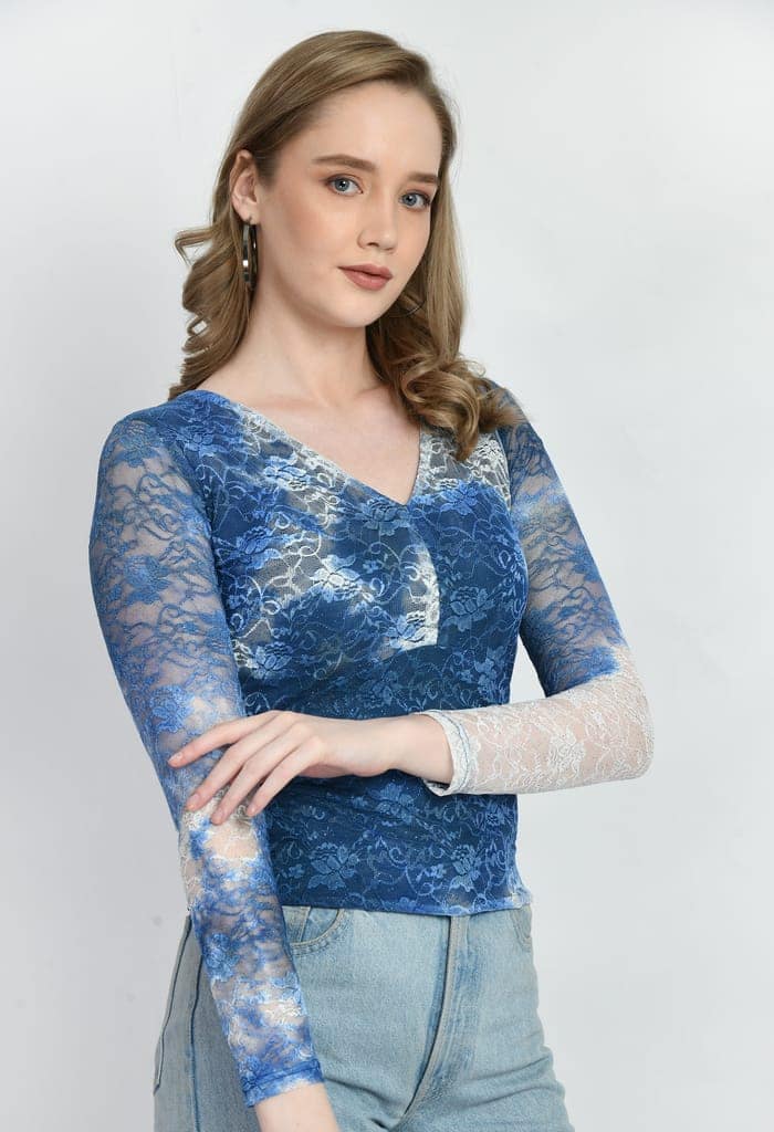 Women Trendy Luminous Lace Sheath Party Top view 3