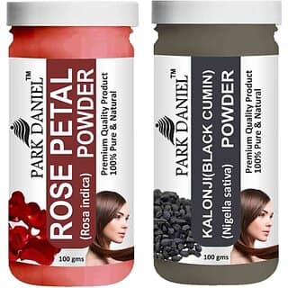 PARK DANIEL Pure & Natural Rose Petal Powder & Kalonji(Black Cumin) Powder Combo Pack of 2 Bottles of 100 gm (200 gm ) (200 ml)