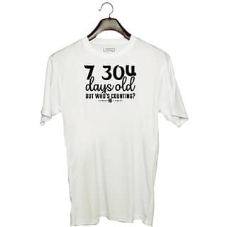 UDNAG Unisex Round Neck Graphic chool, 7 304 days old but whos counting- Polyester T-Shirt White