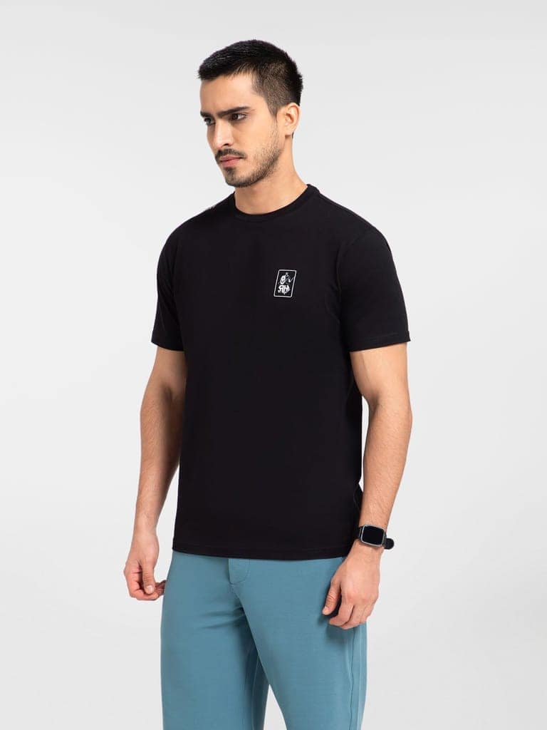 AH Black Round Neck (Cotton) view 3