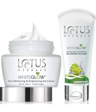Lotus Herbals Whitening & Brightening gel Cream 60g & Oil Control Face Wash 50g (Pack of 2)
