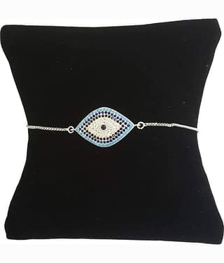 ZIVOM® Turkish Blue Evil Eye Good Luck Cubic Zirconia American Diamond Slider Expandable Adjustable Bracelet Women Girls