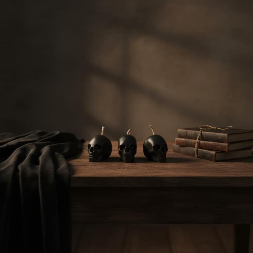 Gothic Skull Decorative Candles Set of 3 Black | Halloween Home Decor | Spooky Candle Set for Party & Table Decoration | Unique Horror Theme Gifts for Goth Lovers