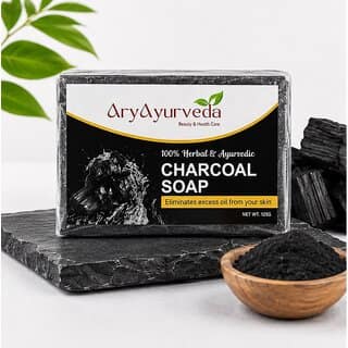 AryAyurveda Charcoal Body Soap 125g Pure Herbal Chemical Free Unisex