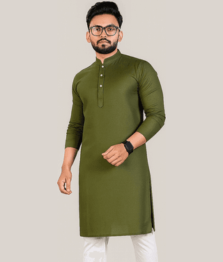 Balaji's Cotton Blend Plain Regular Kurta For Men ( Pink )