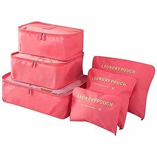 Laundry Zipper Bags Travel Packing Luggage Waterproof Cloth Organizer - 6 pcs set (Color as per availability)