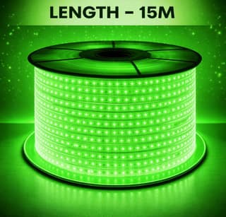 SPARKWORLD Green LED Rope Light Waterproof Decorative Strip for Outdoor & Indoor | Size: 50 M