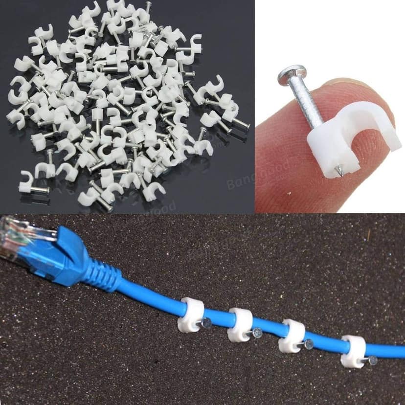 4mm Diameter Wire Fastener Circle Cable Clips with Metal Nail (100 Pcs) view 2