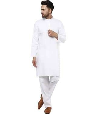 SKAVIJ Red Cotton Kurta Pyjama Set