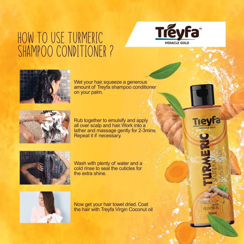 Treyfa Turmeric shampoo conditioner for hair growth & hair fall control (30ml) view 6