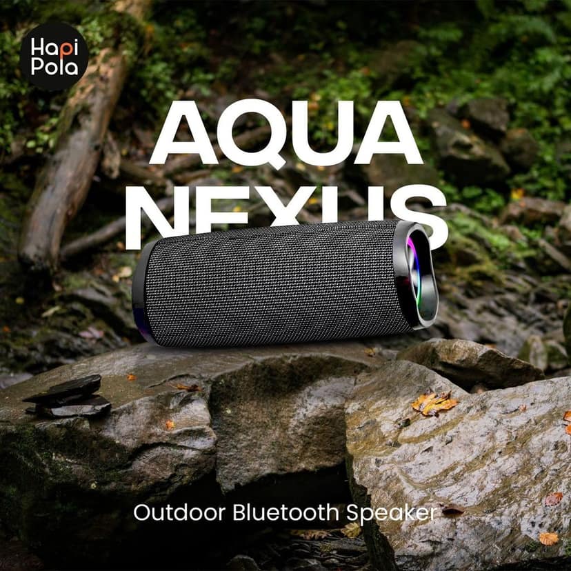 HAPIPOLA BLUETOOTH SPEAKER AQUA NEXUS | Immersive Audio | Good Bass | Light Weight 10+ hours Playback | USB Input | Built-in microphone Hands-free calls | RGB lights view 3