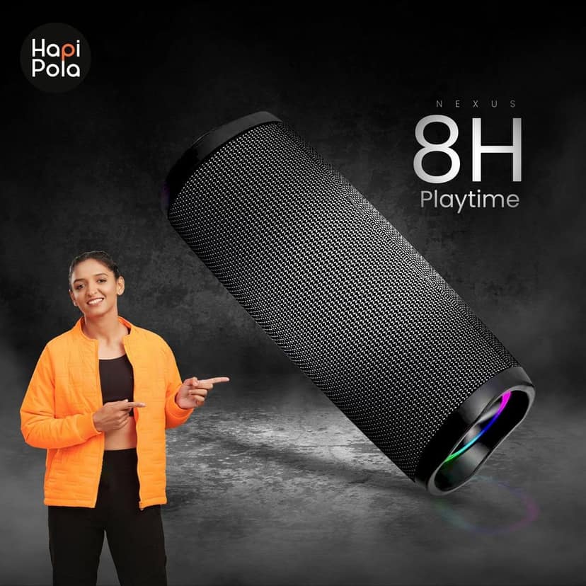 HAPIPOLA BLUETOOTH SPEAKER AQUA NEXUS | Immersive Audio | Good Bass | Light Weight 10+ hours Playback | USB Input | Built-in microphone Hands-free calls | RGB lights view 4