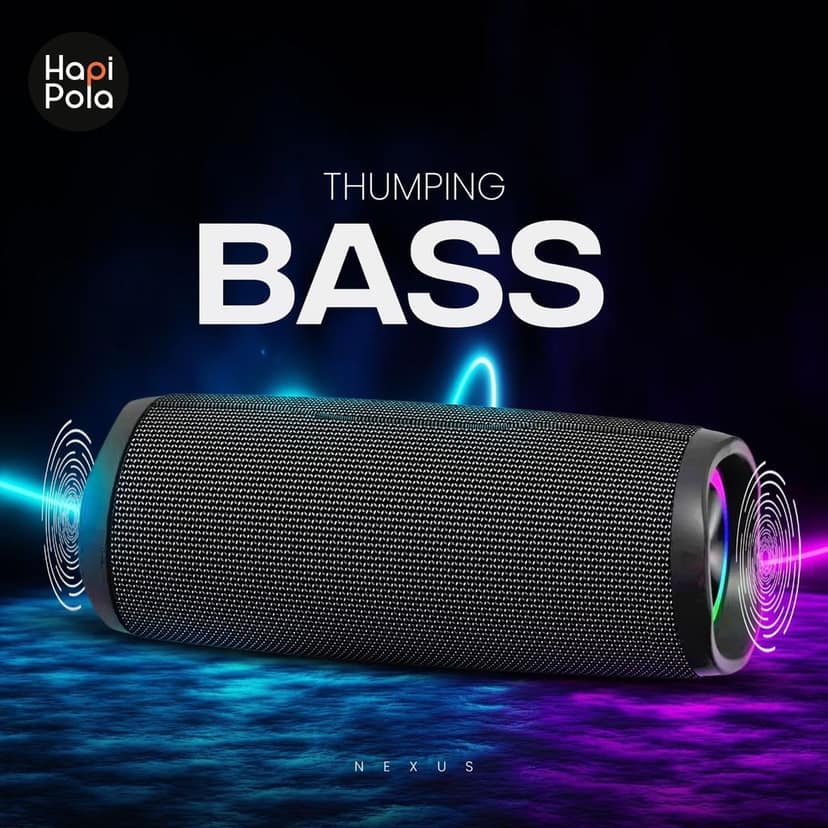 HAPIPOLA BLUETOOTH SPEAKER AQUA NEXUS | Immersive Audio | Good Bass | Light Weight 10+ hours Playback | USB Input | Built-in microphone Hands-free calls | RGB lights view 5
