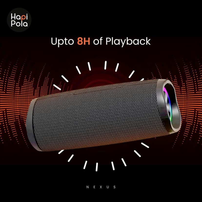 HAPIPOLA BLUETOOTH SPEAKER AQUA NEXUS | Immersive Audio | Good Bass | Light Weight 10+ hours Playback | USB Input | Built-in microphone Hands-free calls | RGB lights view 6